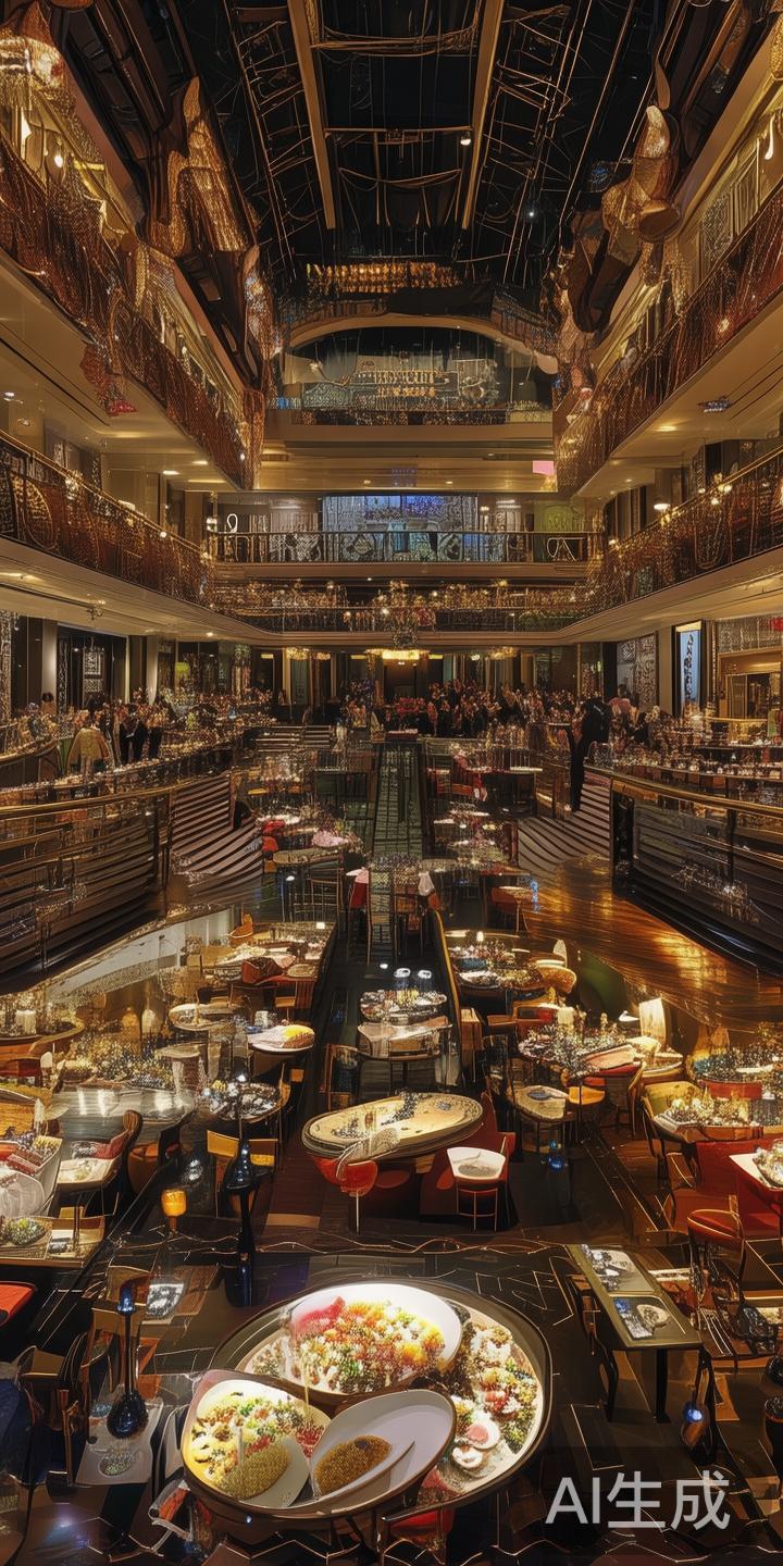 此外，娱乐场所内部配备多家高档餐厅和休闲区域，为客
